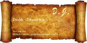Deák Jávorka névjegykártya