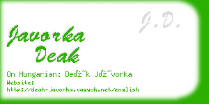 javorka deak business card